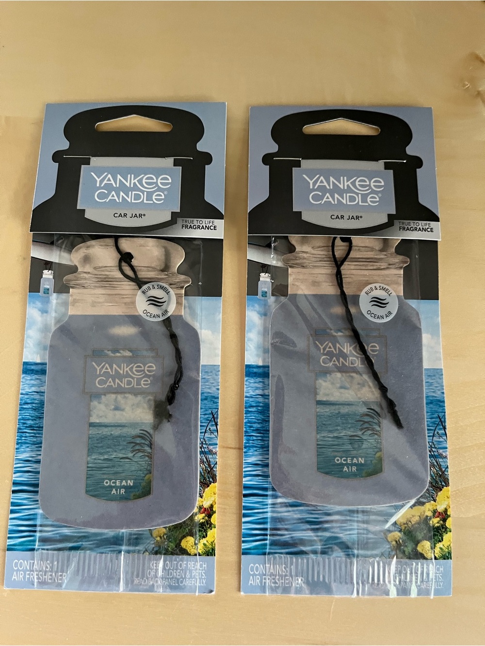 Two Yankee Candle Ocean Air Car Jar Hanging Air Fresheners